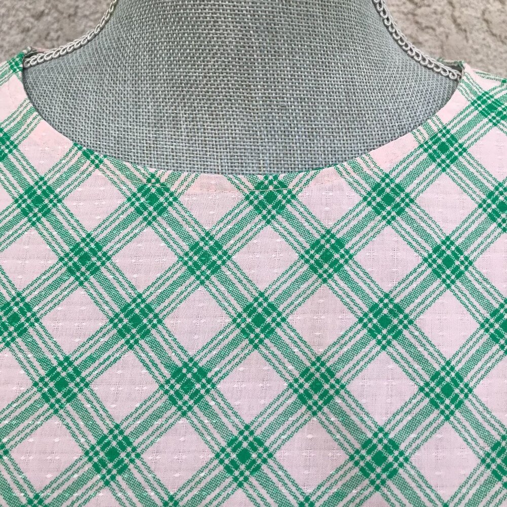 Daisy Street Pink Plaid Cottagecore Peasant Peplum Top - Medium - - Picture 6 of 11